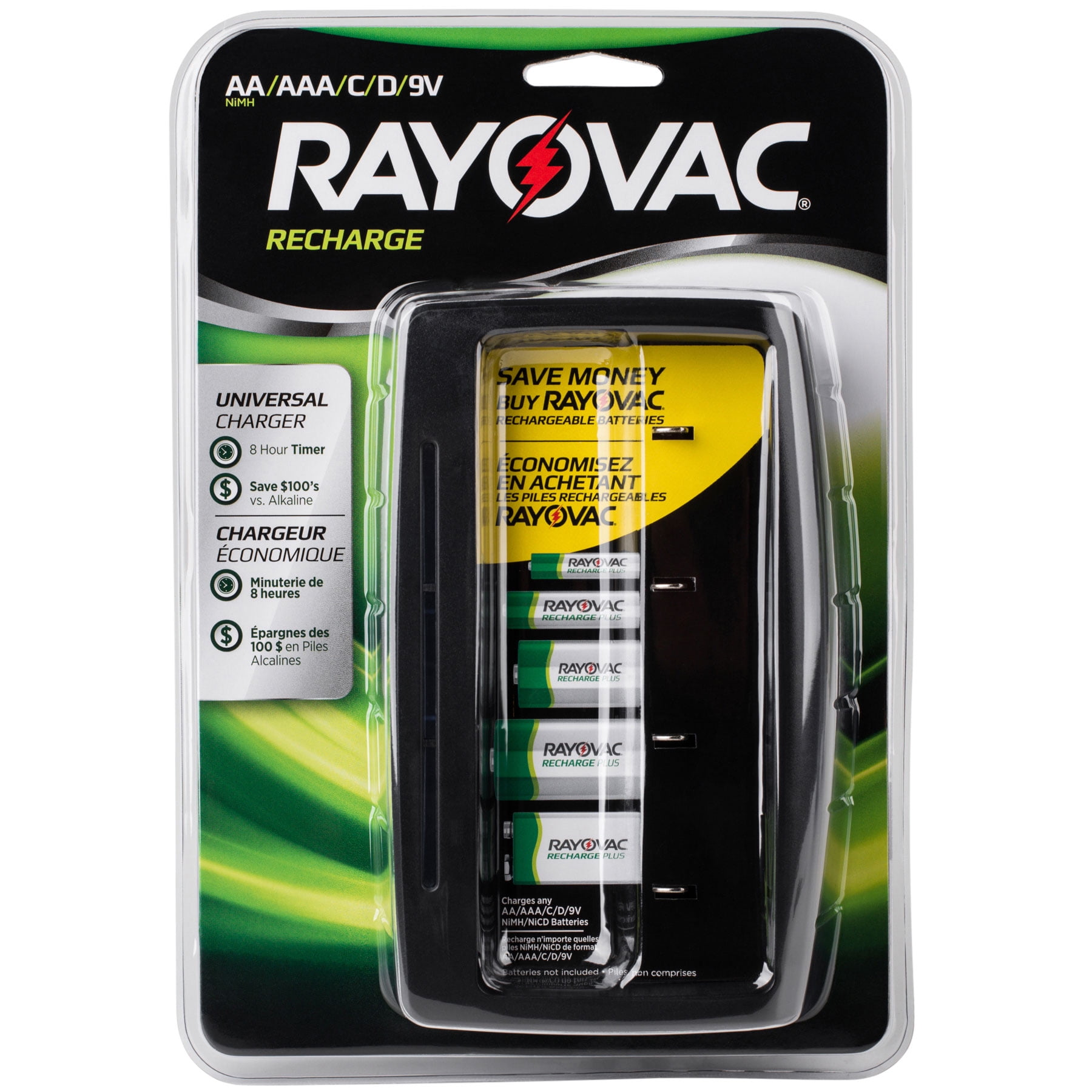 Rayovac PS203 Recharge Universal Battery Charger for AA, AAA, C, D and