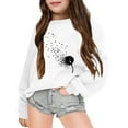 thumbnail image 2 of LIIPEE Girls Sweatshirts Cartoon Dandelion Flower Printed Long Sleeve Round Neck Pullover Tops Big Girls Comfort Birthday Sweatshirts,White,9-10 Years, 2 of 3