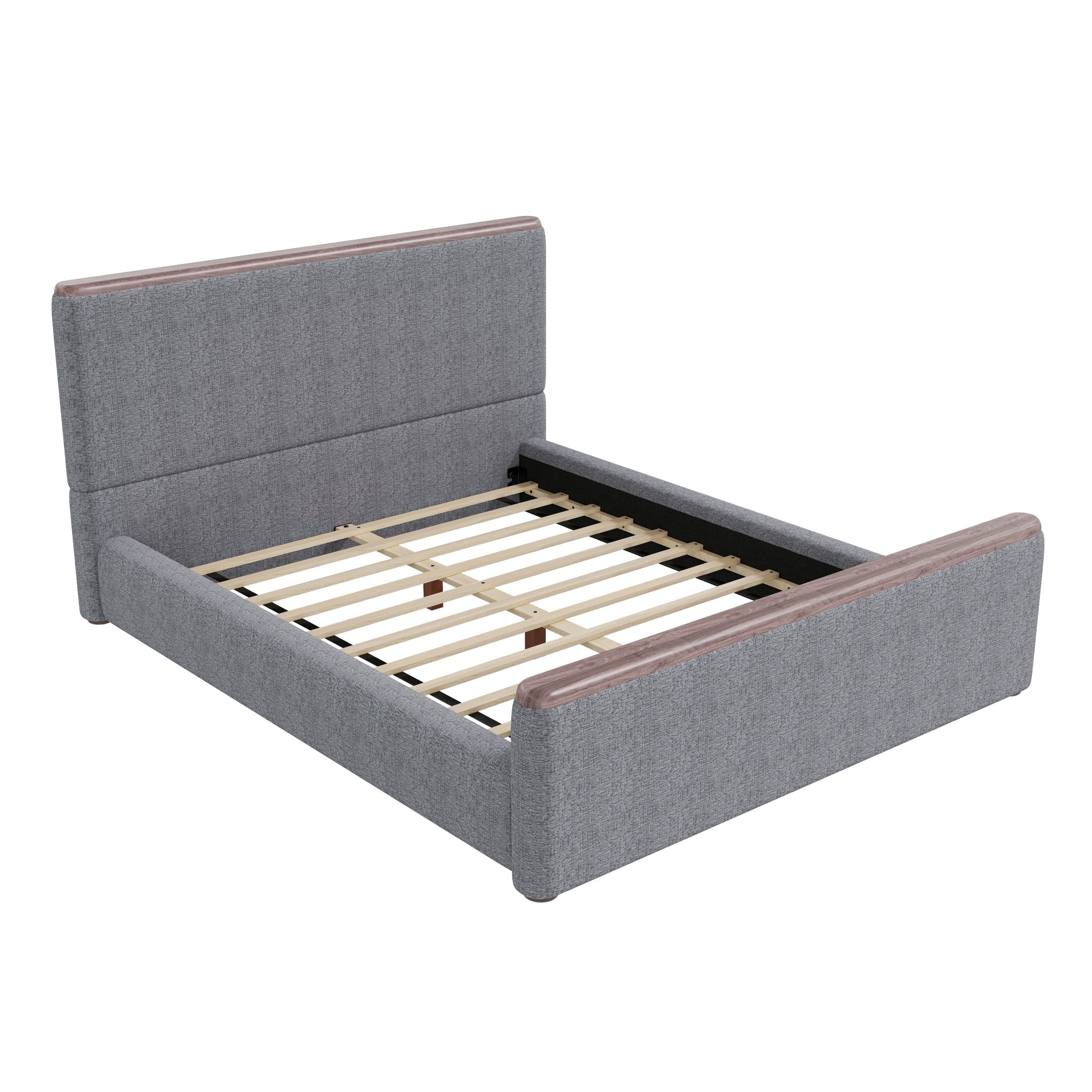 Christopher Knight Home Low-Profile Upholstered Platform Bed with Padded Headboard, Queen, Gray