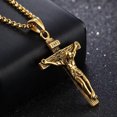thumbnail image 5 of GKNET Mens Silver Stainless Steel Jesus Christ Crucifix Cross Pendant Necklace C_tu-Dark Coffee, 5 of 9