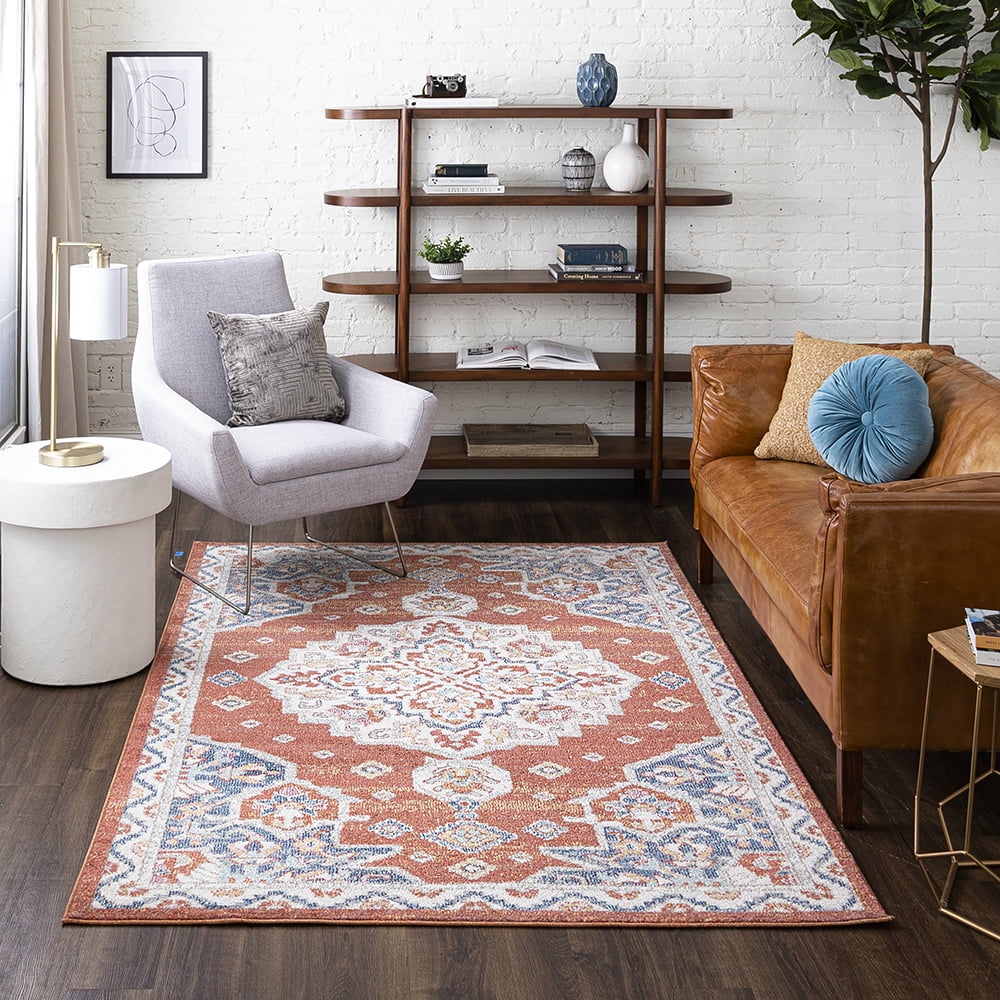 Mohawk Home Huffman Indoor Ornamental Area Rug, Red, 5'3" x 8'