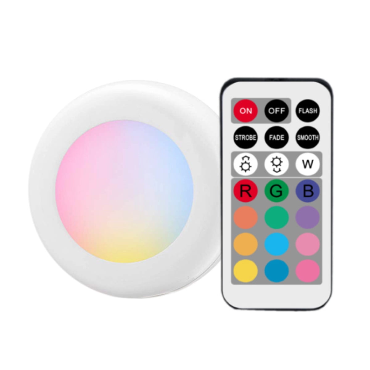 1pc LED Wireless Puck Light with Remote Control Multi Color Under Cabinet 