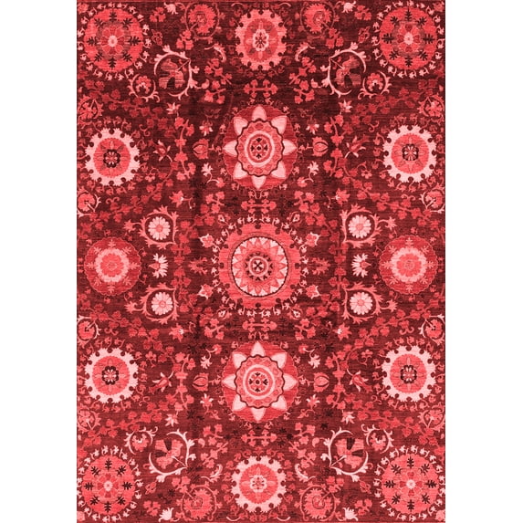 Ahgly Company Indoor Rectangle Oriental Red Modern Area Rugs, 7' x 10'