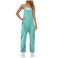 thumbnail image 3 of QATAINLAV Jumpsuits for Women Casual Summer Rompers Sleeveless Loose Spaghetti Strap Baggy Overalls Jumpers with Pockets Sky Blue XXL, 3 of 8