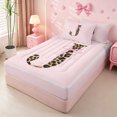 thumbnail image 2 of meiyoeat Chic Leopard Bow J Zipper Twin Comforter Sets with Fitted Sheet and 2 Pillowcases,Cheetah Print Monogram Initial Art Zipper Bedding Set For Girl,Pink Reversible,4 Pieces, 2 of 7