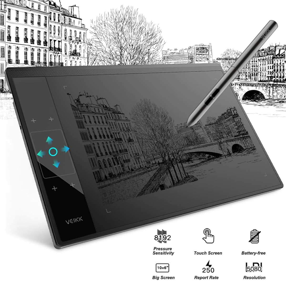 VEIKK A30 10x6 inch Digital Graphic Tablet LCD Graphics Drawing Tablet ...