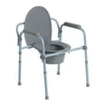 thumbnail image 1 of Drive Medical Commode Pliante à Cadre en Acier Réglable avec Accoudoirs et Couvercle, Gris, 1 of 2