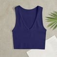 thumbnail image 2 of Wyobmus Women's Workout Fitted Tank Top Sleeveless form Fitting V Neck Basic Tops Ribbed Fitness Running Stretchy Yoga Shirt Navy, 2 of 3