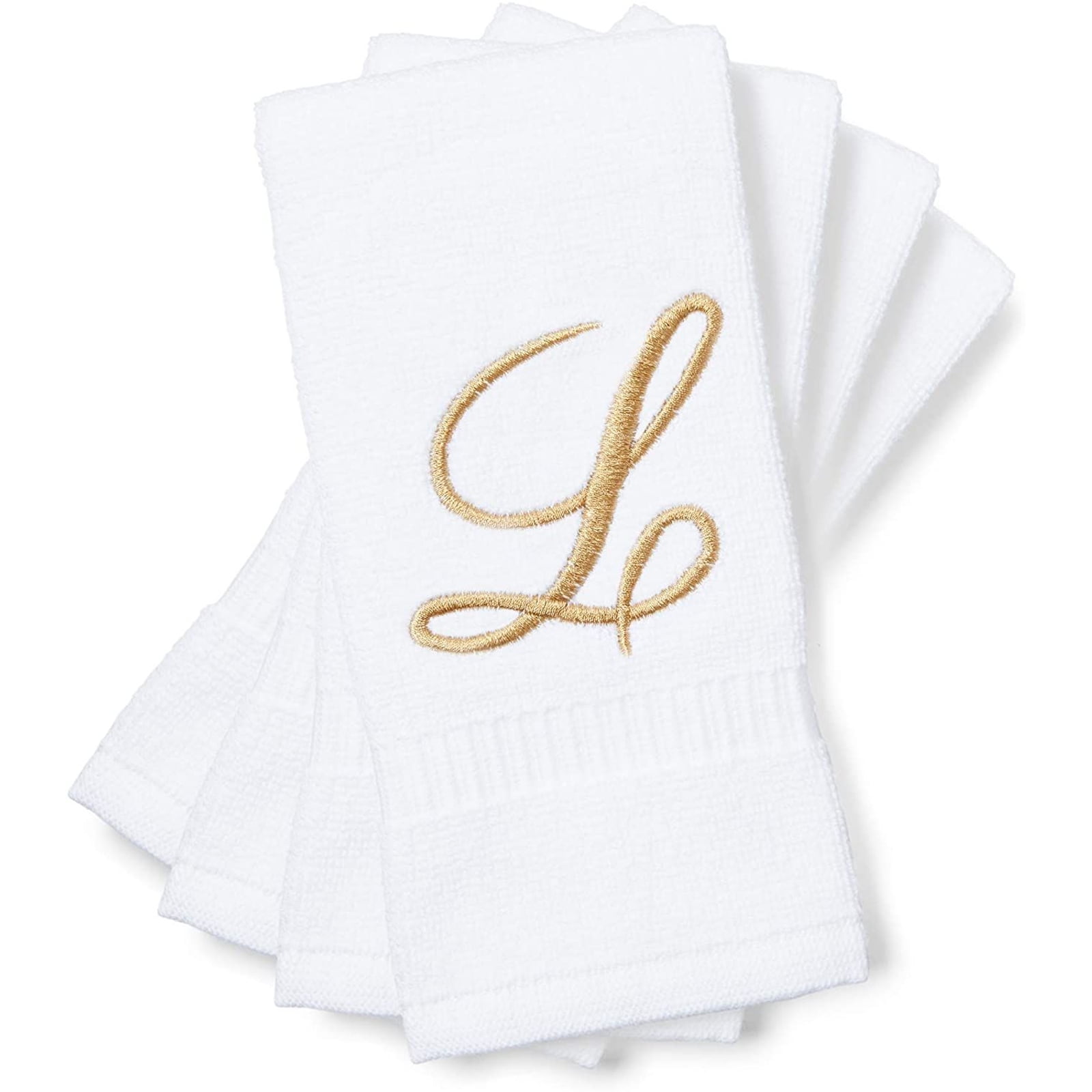 Set of 4 Fingertip Towels 11" x 18" Bathroom Decorative Golden Brown 100% Cotton 