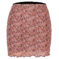 thumbnail image 4 of Falda casual estampada Mini falda de cintura alta Faldas cortas para mujer (Rosa L) FLhrweasw Para estrenar, 4 of 9