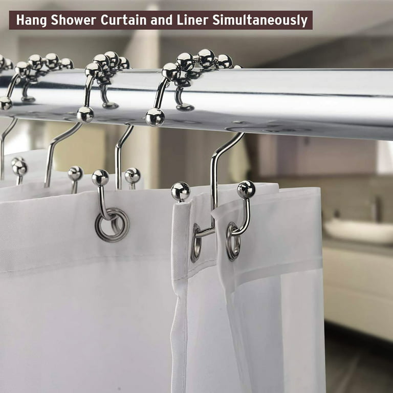 Nickel Shower Curtain Hooks Rings Double Sided Rust Proof For Bathroom Rods Durable Stainless Steel Hangers Set Of 12 Com