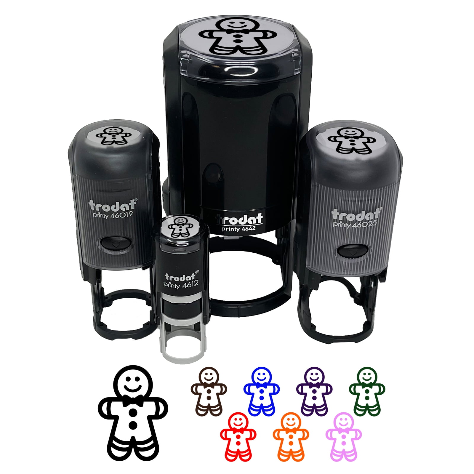 Gingerbread Man Christmas Cookie Self-Inking Rubber Stamp Ink Stamper - Blue Ink - Small 3/4 Inch