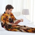 thumbnail image 6 of Yiaed Artistic Sunflower Corgi Print Men’s Pajamas Set - Long Sleeve Button Down Sleep Shirt and Pajama Bottoms Sleepwear Set Mens Pjs Sets Men's Pajama Bottoms-Large, 6 of 7