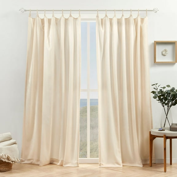 Exclusive Home Bari Light Filtering Spiral Loop Tab Top Curtain Panels, 54"x84", Champagne, Set of 2