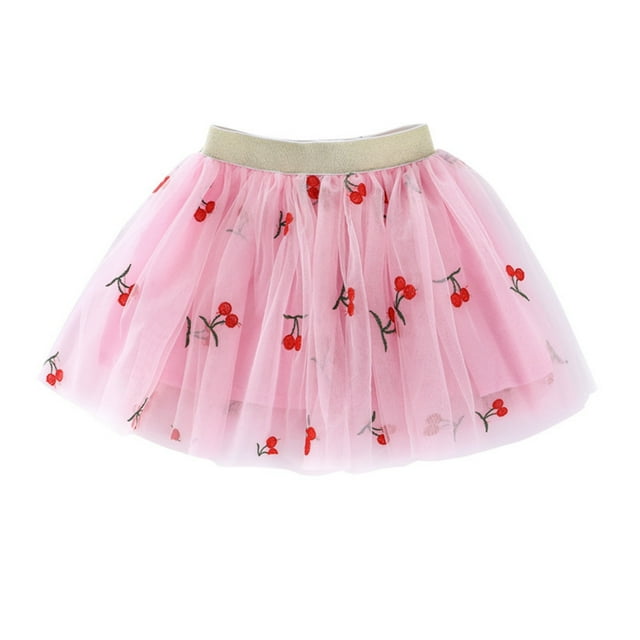 WEAIXIMIUNG Denim Skirt Mini Ruffle Embroidery Tutu Skirt with Heart Cherry Pineapple for Girls 1 10 Years