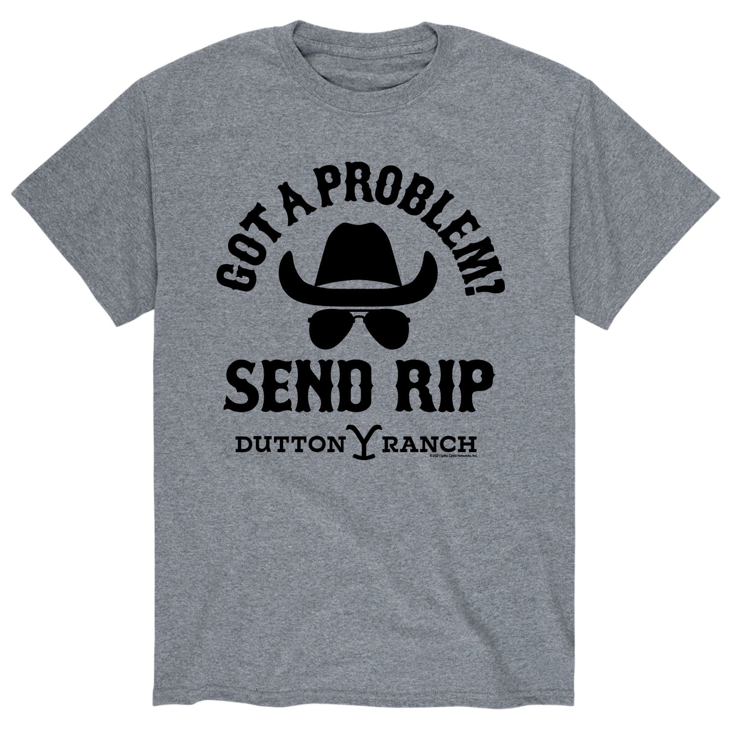 Yellowstone Dutton Ranch T-Shirt For Men - Grey Marl Graphic Tee, Short Sleeve, Western Train Station Design - View #9