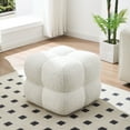 thumbnail image 4 of Zesthouse Square Pouf Ottoman, Modern Ottoman Coffee Table for Living Room, Fuzzy Sherpa Couch Foot Rest, Upholstered Tufted Cube Stool for Couch, White, 4 of 9
