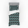 thumbnail image 1 of Ambesonne Abstract Bedding Set 3 Pcs, Dot Stripes Grunge Squares, Twin, Cadet Blue Dark Mauve, 1 of 3