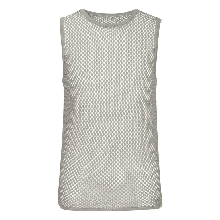 YLSDY Men's Sleeveless Hollow Out Fishnet Tank Tops Mesh