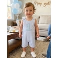 thumbnail image 5 of Cenuakty Baby 6M 12M 18MBoy Birthday Striped Romper Summer Fashionable Letters Embroidery Crew Neck Sleeveless Jumpsuit, 5 of 9