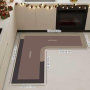 L-Shaped Kitchen Mat Set, Anti-Fatigue Cushioned Floor Rug, Water Absorbent and Oil-Resistant Corner Carpet for Cooking Area 47.2x29.5x17.7in