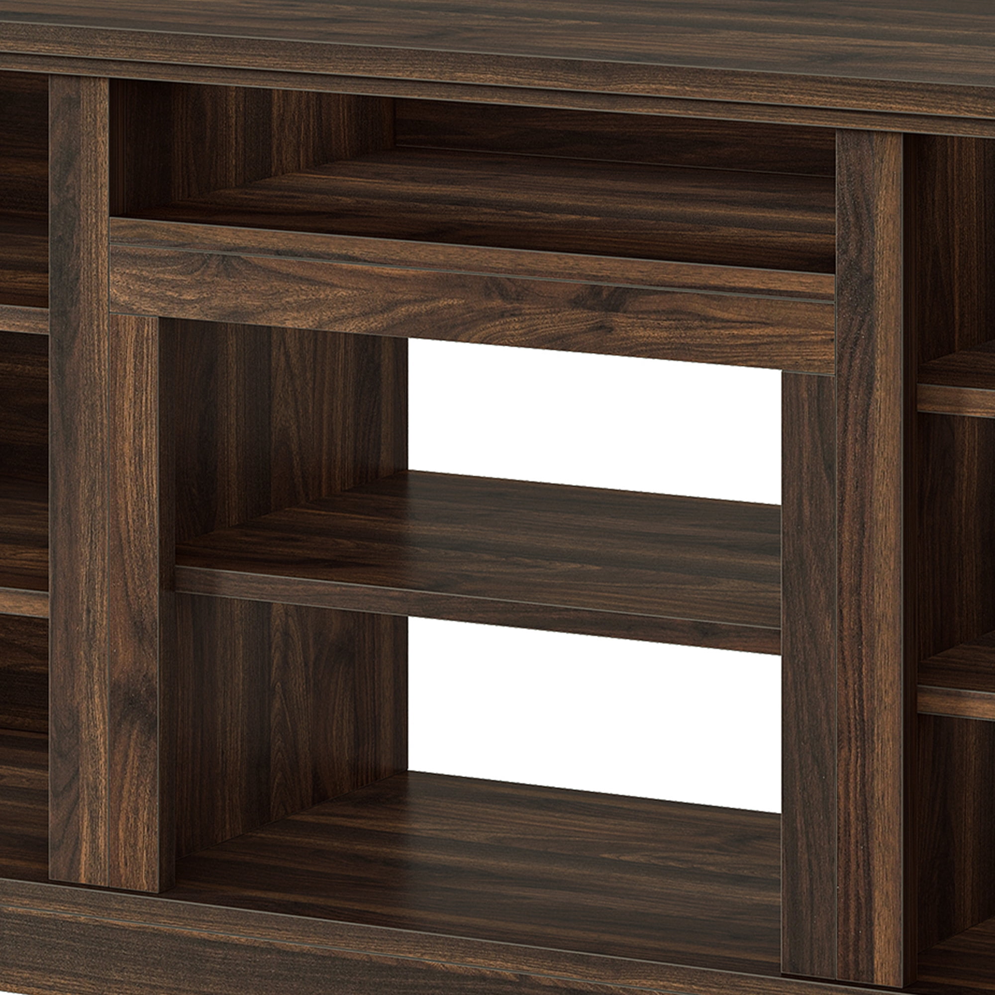 Uforic 70"W Farmhouse TV Stand, Adjustable Shelf Entertainment Center for 75/80 Inch TVs, Walnut