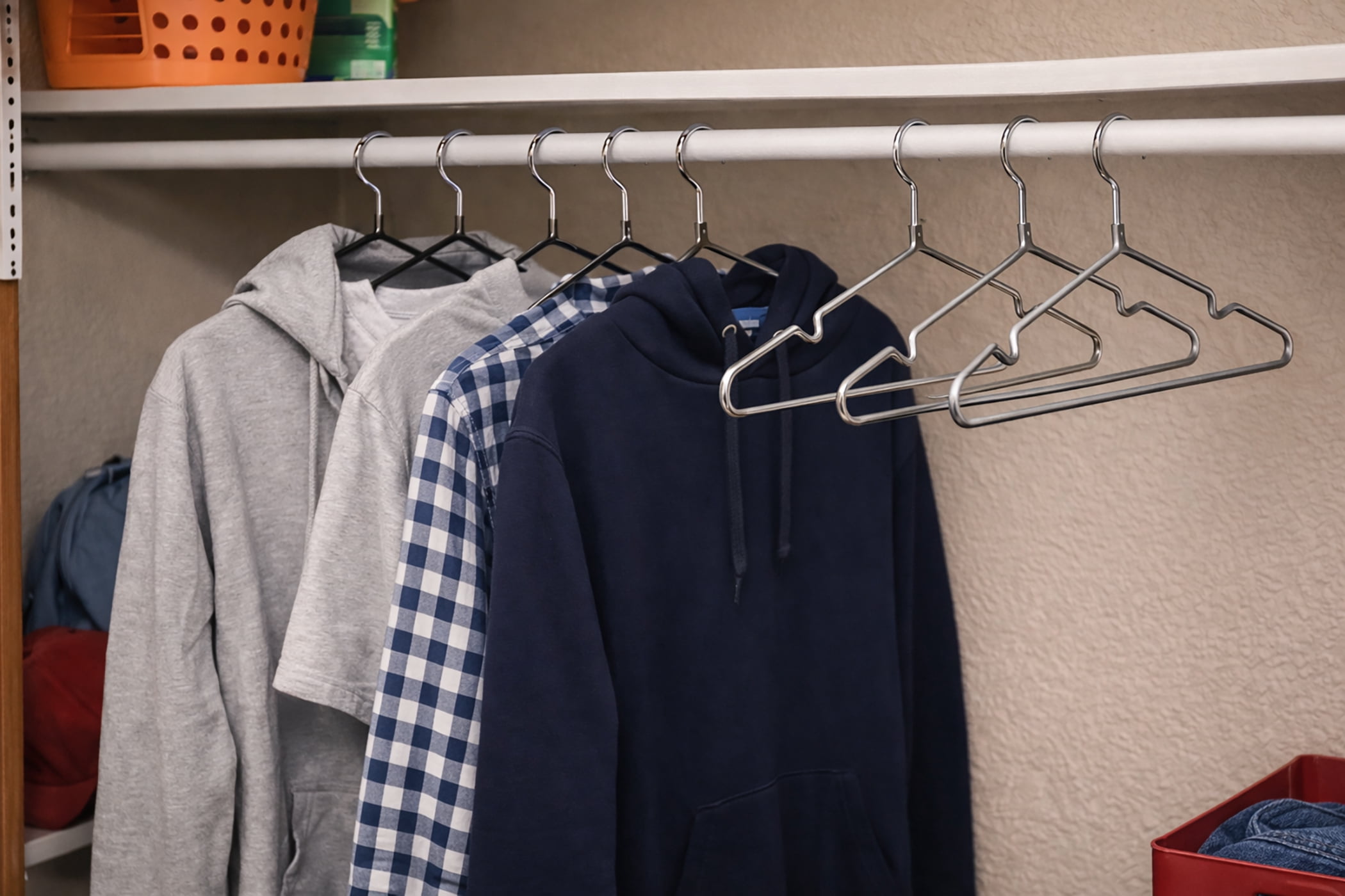 Simpli Furnished Non-Slip Rubber-Coated Hangers for Clothes, 16"w X 8"h, 120-Pack, Gray