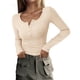 thumbnail image 1 of Remera Mujer PRETTYGARDEN Otoño 2025 Manga Larga Henley XXL Beige, 1 of 8