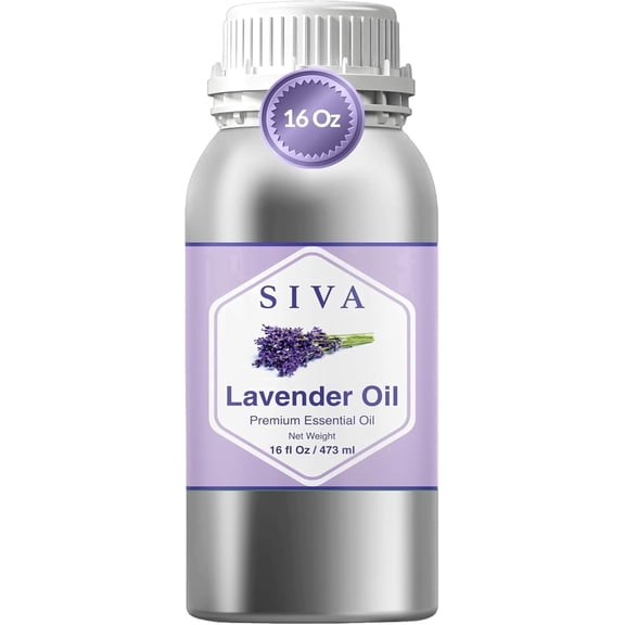 Siva Lavender Essential Oil – 16 Fl Oz – 100% Natural Lavender Oil - for Diffuser, Hair Care, Face, Skin Care, Aromatherapy, Scalp and Body Massage, Soap and Candle Making