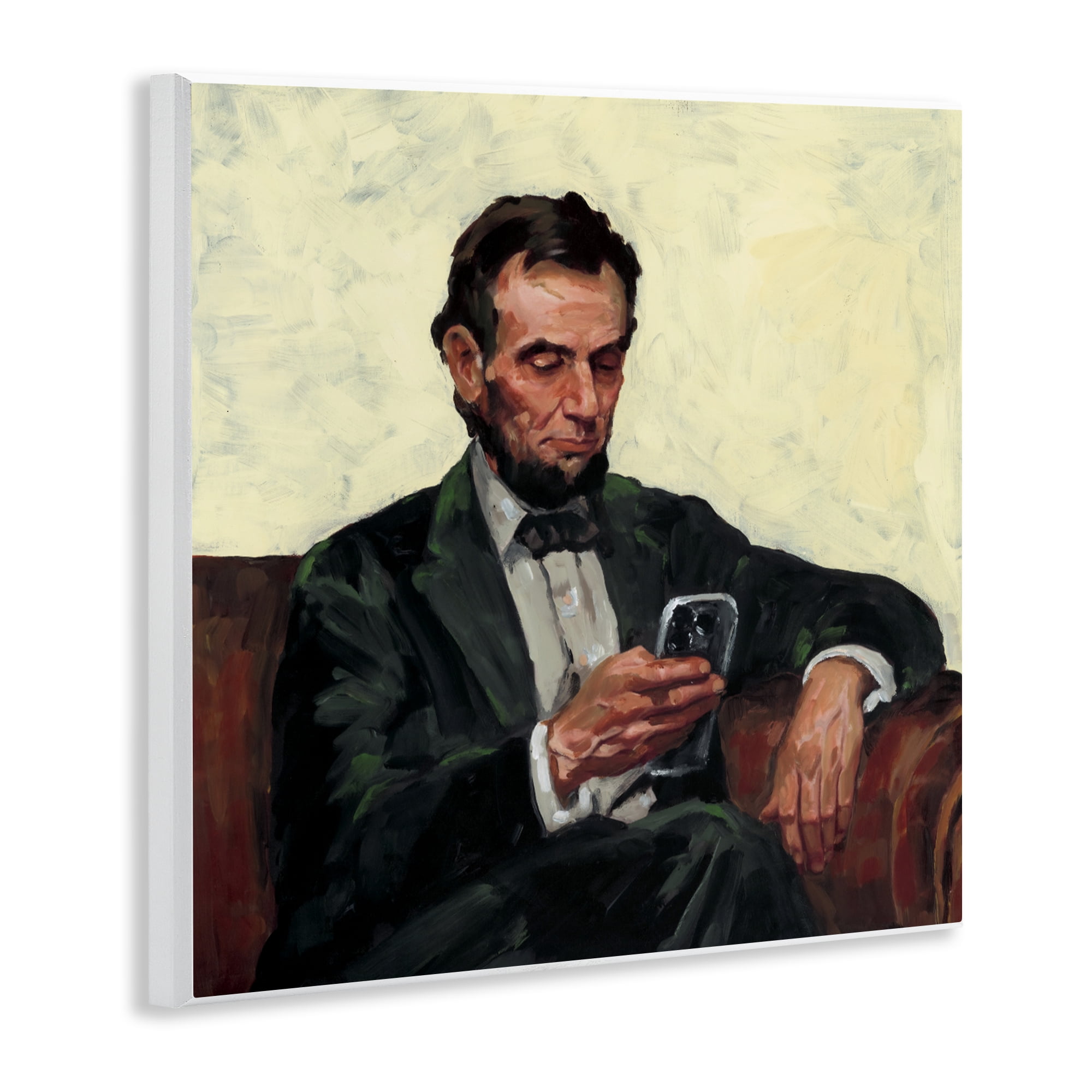 Stupell Industries Abe with Cellphone Wall Plaque Art, design by Studio Bautista