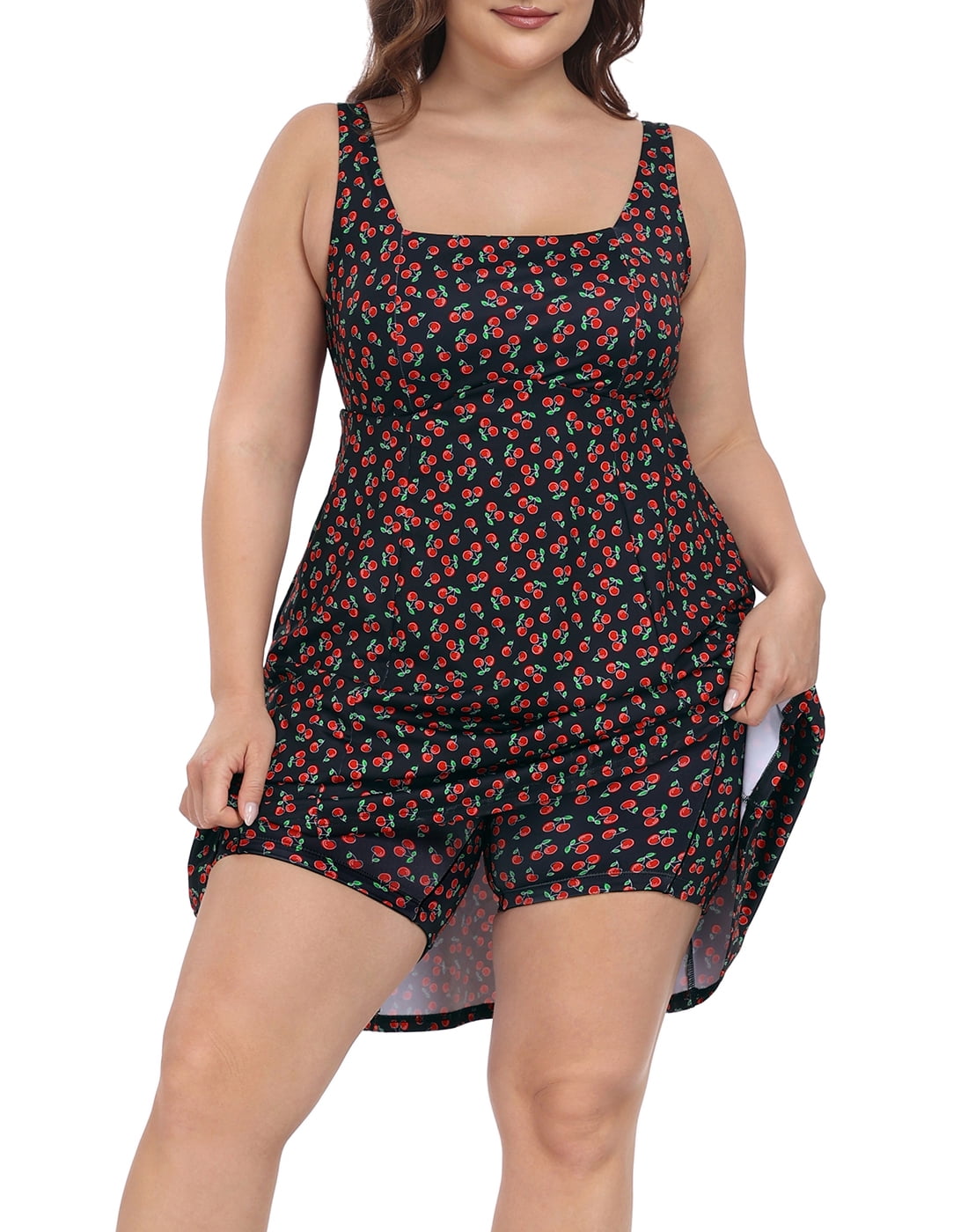 HDE Womens Plus Size Tennis Athletic Workout Dress with Built-in Shorts & Bra Black Cherry - 16