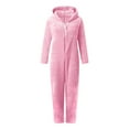 thumbnail image 4 of Tdoqot Girls Fleece Pajamas One Piece- Warm Long Sleeve Cute Zip Up Kids Winter Jumpsuits Pink Size 5-14, 4 of 5