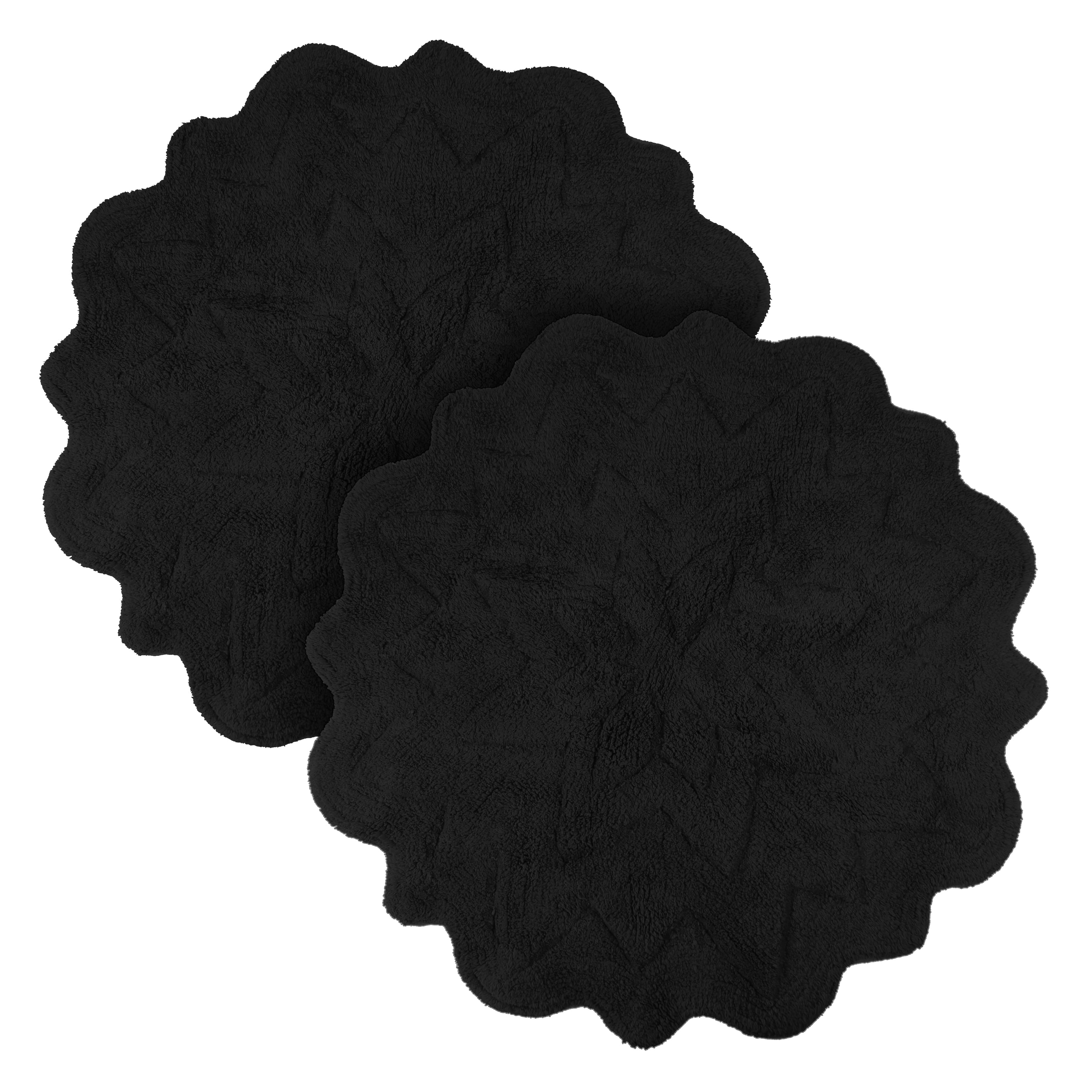 Sherry Kline Over Tufted Petals Bath Rug (Set of 2) Black