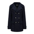 thumbnail image 4 of MIASHUI Men's Solid Color Casual Wool Blend Coat Trench Style Long Sleeve Outerwear Fall Winter Layering Navy,M, 4 of 5