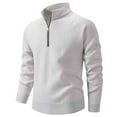 thumbnail image 4 of RMGVDSD Mens Quarter Zip Pullover Sweater Dress Slim Fit Men's Stand Up Collar Zipper Knitted Sweaters Autumn Winter Thickened Casual Sweater Top Comfy Pullover Sweaters, 4 of 9