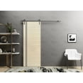 thumbnail image 6 of Sturdy Barn Door 18 x 96 inches | Planum 0016 Natural Veneer with Frosted Glass | Stainless Steel 6.6FT Rail Hangers Heavy Set | Solid Panel Interior Doors, 6 of 6