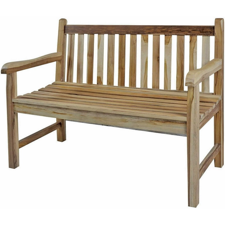 Compact Teak Outdoor Bench with Straight Design in Natural Finish Compact Teak Outdoor Bench with Straight Design in Natural Finish