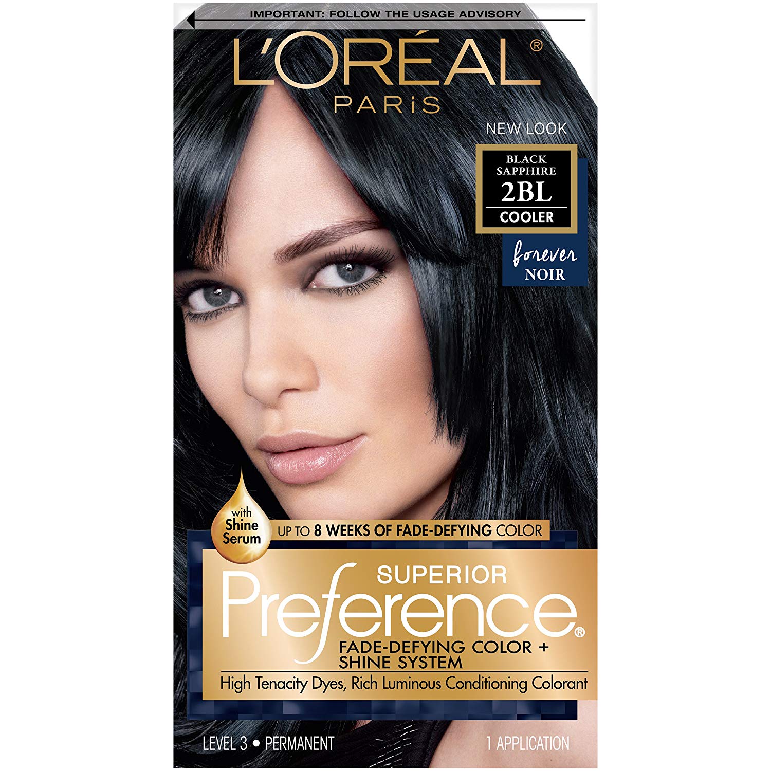 L'Oréal Paris Superior Preference FadeDefying + Shine Permanent Hair Color, 2BL Black Sapphire