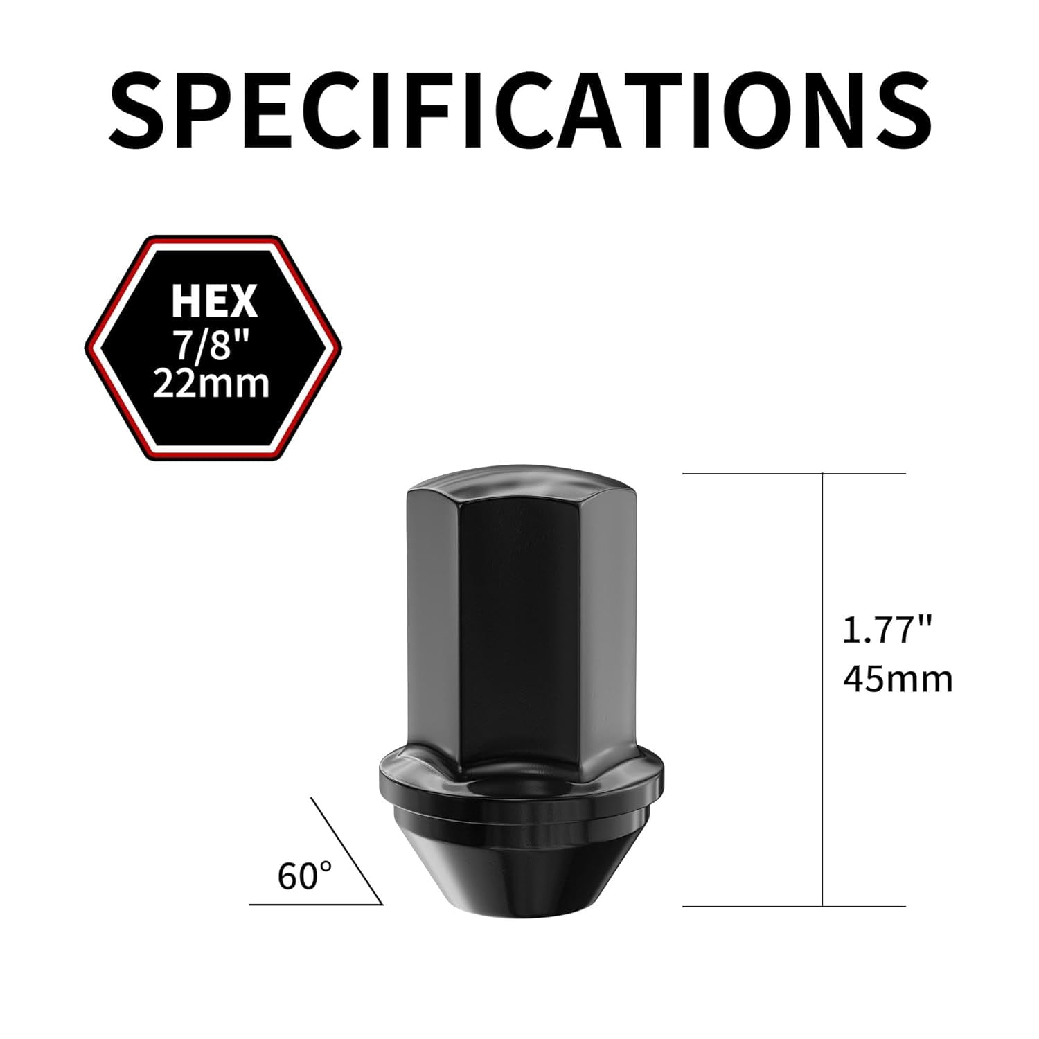 Richeer M14x1.5 Lug Nuts for Silverado 1500 Ram 1500 2500 Grand Cherokee and More, 24pcs 14x1.5 Black Lug Nuts One Piece OEM Style Large Acorn Seat OE 9596070 611-236