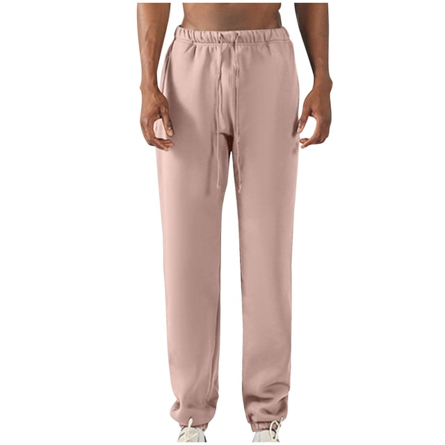 Diufon Men's Casual Sweatpants Elastic Waist Drawstring Straight Leg Baggy Cropped Jogger Pants with Pockets
