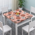 thumbnail image 3 of Pink Football and Drinks Pattern Square Fitted Tablecloth with Elastic Edge,Square Table Cover,Washable Elastic Table Cover for Home Kitchen Party Decor 34"x34", 3 of 6