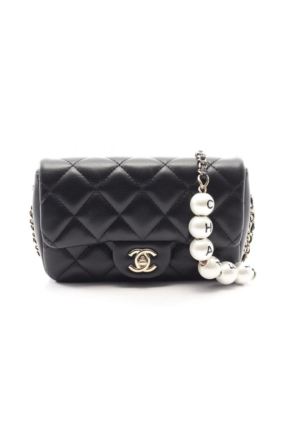 Pre-Owned Chanel Matelass Small Flap Shoulder Bag/Handbag, Lambskin Leather, Women's, Black