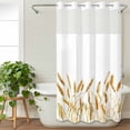 thumbnail image 3 of Fall Wheat No Hook Shower Curtain Waterproof, Bathroom Curtains with Snap in Liners and See Through Top Window, Autum Botanical Farmhouse Yellow Orange Hotel Style Bathtub Curtains Shower 36"Wx72"L, 3 of 8
