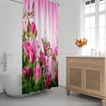 thumbnail image 2 of Butterfly Floral Shower Curtain 72 x 72 Inch, Pink Rose Blossom Shower Curtain Spring Romance Flower Bouquet Shower Curtain Bathroom Decor, Polyester Fabric Waterproof with Hooks, 2 of 6