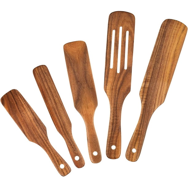 Visland Wooden Spatula Premium Natural Teak Wood Slotted Spatulas