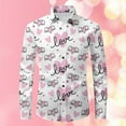 thumbnail image 2 of Valentine's Day Theme Men's Long Sleeve Lapel Button Down Long Sleeve Shirt,Light Pink,M, 2 of 3