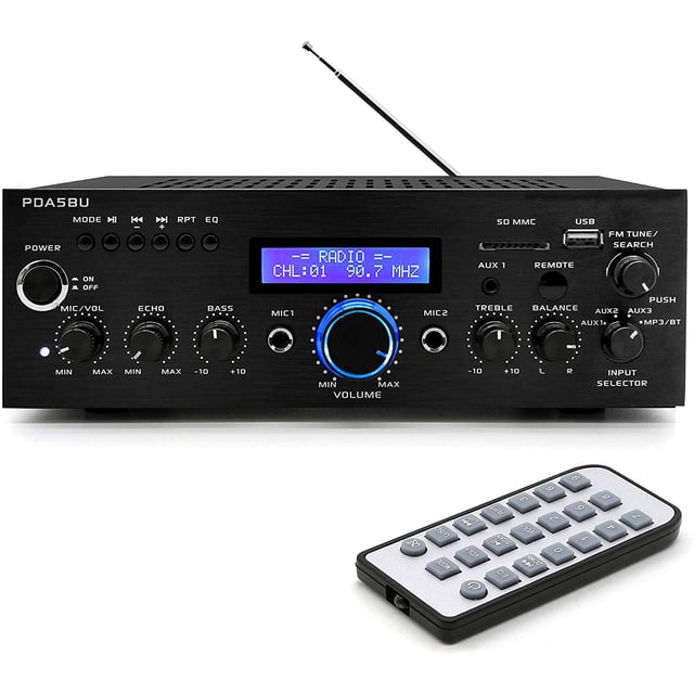 Amplificador de potencia Pyle PDA5BU 200 W Bluetooth con entrada USB AUX
