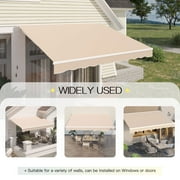 AECOJOY 13' x 8' Manual Retractable Patio Awning,Outdoor Awning Retractable Sunshade Shelter-Beige