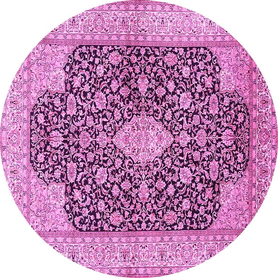 Ahgly Company Indoor Round Medallion Pink Traditional Area Rugs, 5' Round