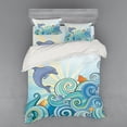 thumbnail image 2 of Ambesonne Cartoon Bedding Set 3 Pcs, Dolphin Ocean, Twin XL, Multicolor, 2 of 3